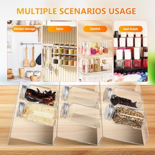 MAGICLULU 4pcs Expandable Acrylic Spice Rack Organizer for Cabinet