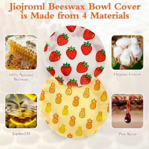 4-Pack Reusable Beeswax Bowl Covers, 7.8/11.8-Inch