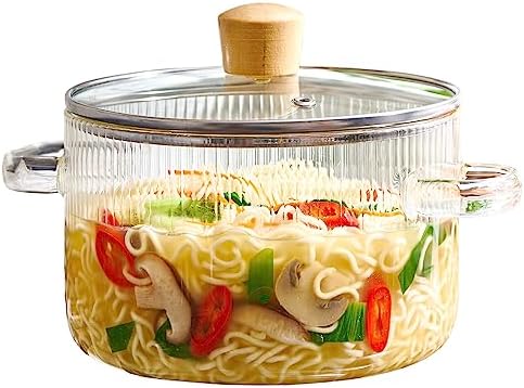 Le'raze Glass Cooking Pot with Lid - 1.6L (54oz) Heat Resistant