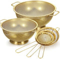Baderke 5 Pcs Gold Strainers and Colanders Set Including 4/5 Quart