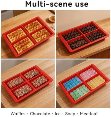 2Pcs Silicone Waffle Mold, Nonstick Waffle Maker Baking Tray Oven Air
