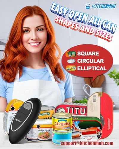 KITCHENMUH One Touch Electric Can Opener Fits All Can Sizes for