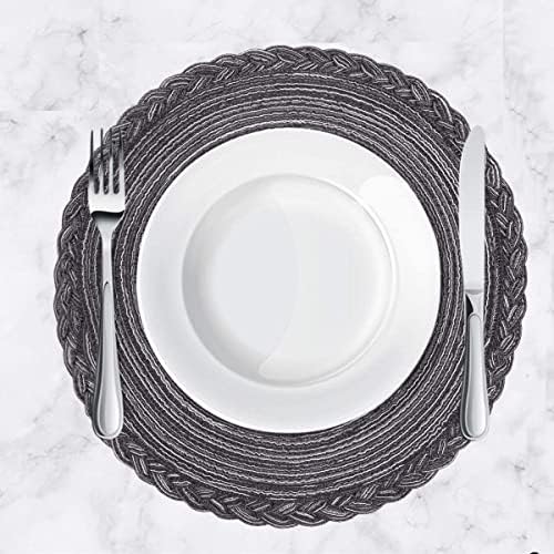 Placemats, Round Braided Placemats for Dining Table Diameter 15 inch