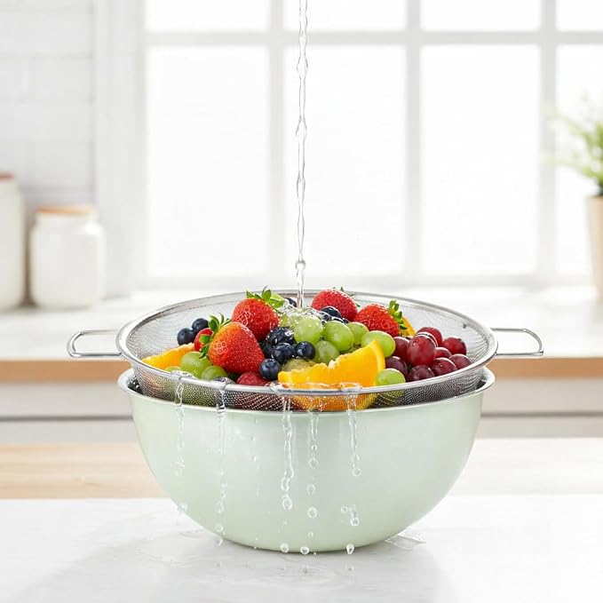 304 Stainless Steel Kitchen Colander Set, 3.5QT Colander - Image 6