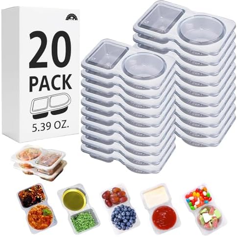 20 Sets Reusable Snack Containers Double Compartment Snackle Box