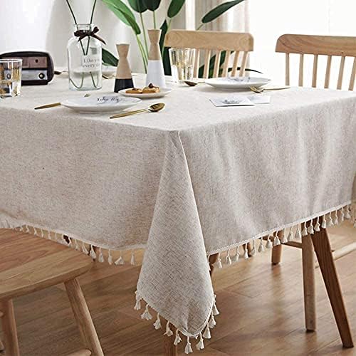 meioro Rectangle Linen Fabric Table Cloth 47 x 63 Inch - Dining Room