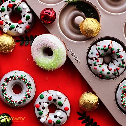 CHEFMADE Donut Mold Cake Pan, 12-Cavity Non-Stick Ring Doughnut
