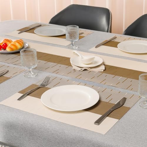 Placemats Set of 6, Vinyl Woven Heat-Resistant Place Mats