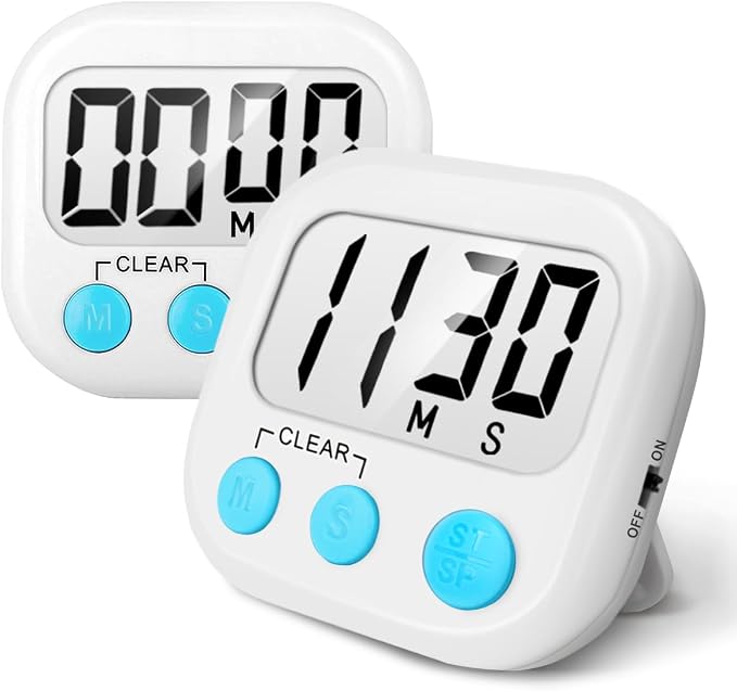 2 Pack Digital Kitchen Timer for Cooking Big Digits Loud Alarm Magnetic Backing by AOUCE