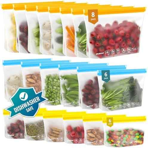 IDEATECH 20Pack Reusable Bags Dishwasher Safe, Leakproof Reusable