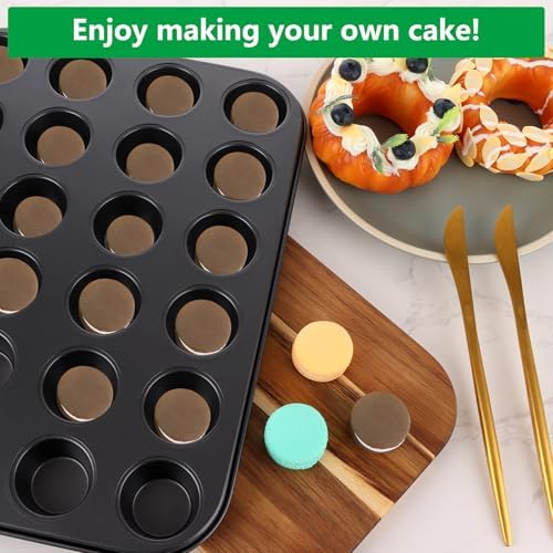 ASelected 2 Pack Mini Muffin Tray,24 Cup Muffin Baking Pan,Non-Stick