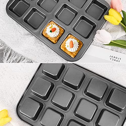 Beasea Brownie Pan with Dividers, 2 Set All Edges Square Cupcake