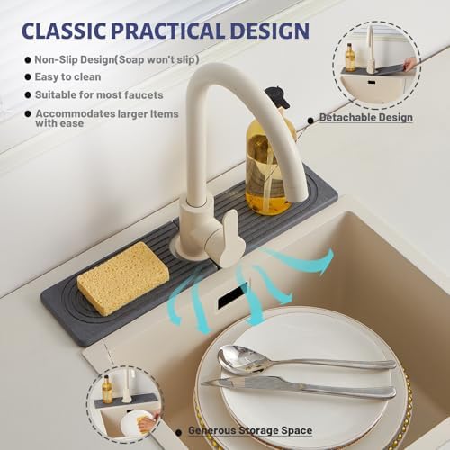 Stone Faucet Mat for Kitchen Sink, Faucet Mat Fast Drying Diatomite