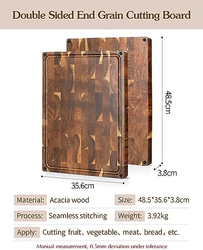 XINZUO Large Thick End Grain Acacia Wood Cutting Board