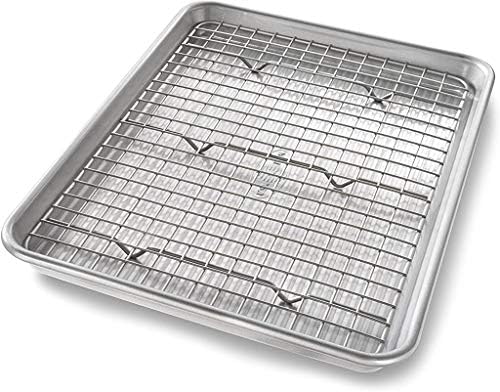USA Pan Half & Quarter Sheet Baking Pan and Bakeable Nonstick Cooling