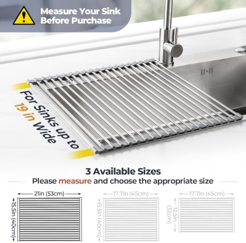 Tomorotec Roll-Up Dish Drying Rack, 304 Steel, Grey