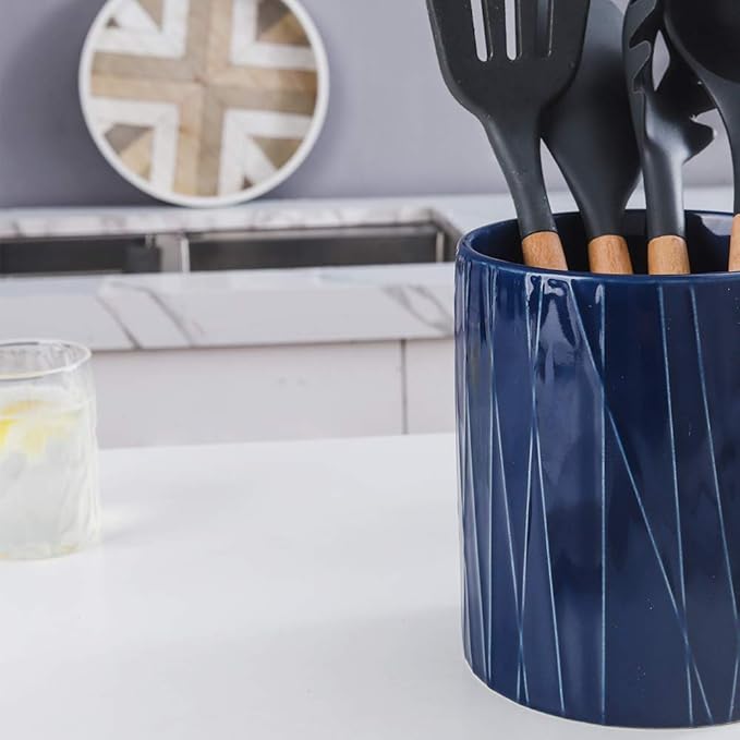 KOOV Kitchen Utensil Holder, Large Ceramic Utensil Crock, Deep and Stable - Image 7