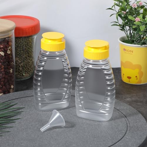 2 Pcs Plastic Honey Bottles, 180ml/6oz Honey Squeeze Bottle with