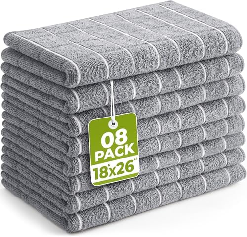 Utopia Towels Microfiber Kitchen Towels 8 Pack 18x26 Inch Grey