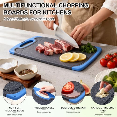 Viretang Non Slip Cutting Board Set For Kitchen, 3 Pieces, Dishwasher