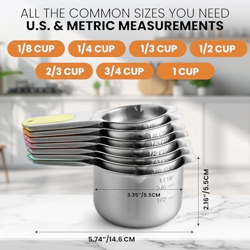 Spring Chef Stainless Steel Magnetic Measuring Cups, Set of 7 & Heavy