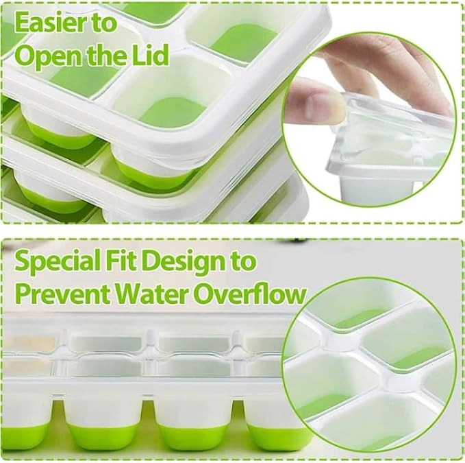 Durable Silicone Ice Cube Tray Set – Versatile Ice Tray, Stackable Ice Trays - Image 3