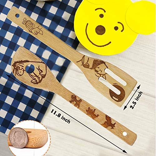 Wooden Spoons for Cooking Set of 5, Winnie Bear Gifts for Women