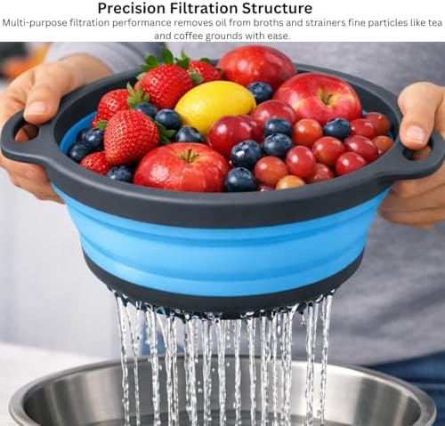 Collapsible Kitchen Strainer 3 Pack (3QT, 4QT, 5QT) –Foldable Colander