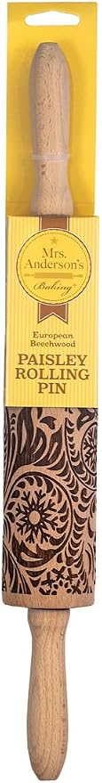 Mrs. Anderson’s Baking Embossing Rolling Pin, Paisley Design, European Beechwood - Image 2