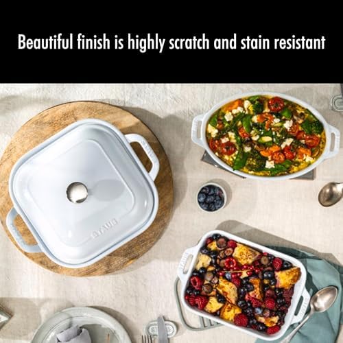 STAUB Ceramic 4-Piece Casserole Baking Pan Set, White