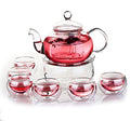 Jusalpha® 11 PC-Glass Filtering Tea Maker Teapot with a Warmer and 6