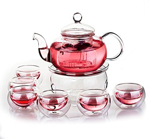 Jusalpha® 11 PC-Glass Filtering Tea Maker Teapot with a Warmer and 6