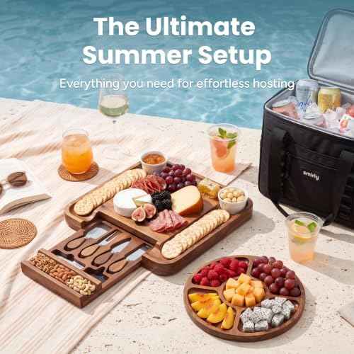 SMIRLY Charcuterie Board Set with Serving Accessories, Acacia
