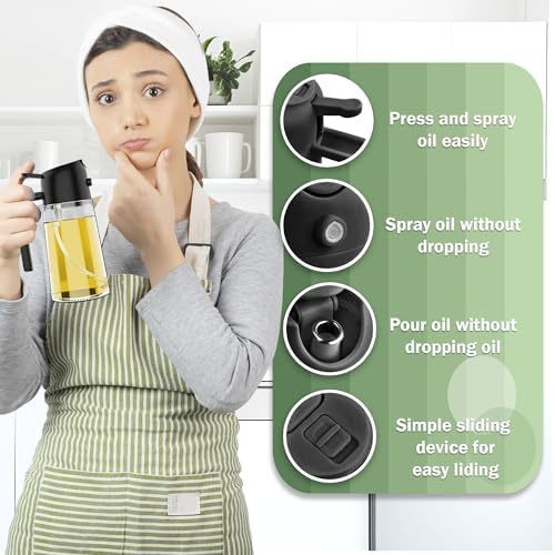 16oz/470ml Black 2-in-1 Oil Dispenser and Sprayer