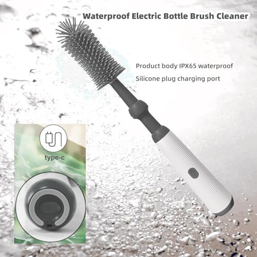 Electric Bottle Brush Set, 360°Automatic Bottle Brush Cleaner with 3