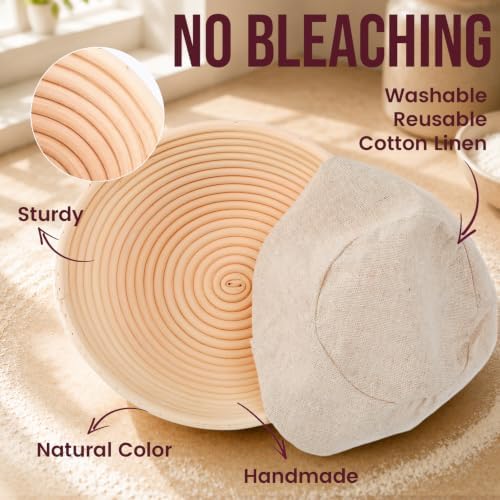 DOYOLLA Bread Proofing Baskets Set, 10 Inch Oval & 8.5 Inch Round