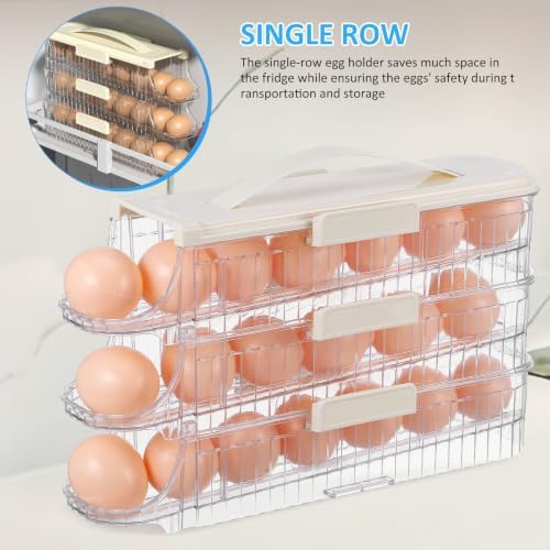 PET Rolling Egg Dispenser Tray for Refrigerator Shelf Storage