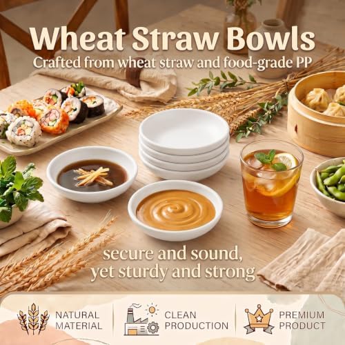 4 Inch Dipping Bowls Set 8PCS, Unbreakable Dipping Sauce Cup(White)