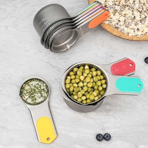 Stainless Steel Magnetic Measuring Cups Set of 5 for Cooking & Baking