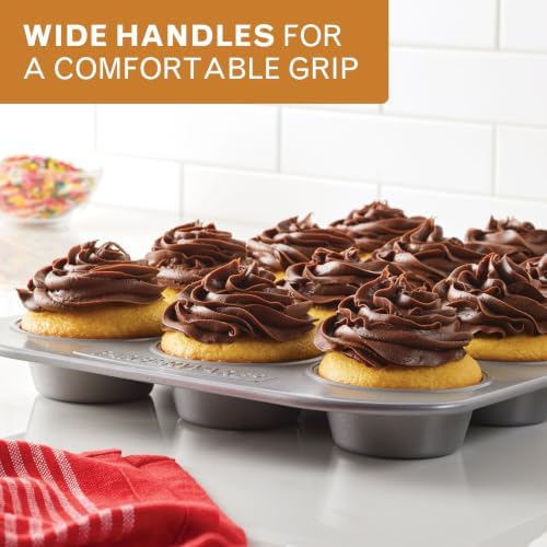 Farberware Bakeware Nonstick Muffin & Cupcake Pans, 12-Cup, Gray