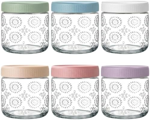 6 Pack 16 oz Glass Overnight Oats Containers with Lids