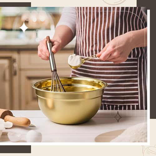 LemonRoad 6 Pcs Gold Kitchen Accessories Set Gold Mixing Bowls &