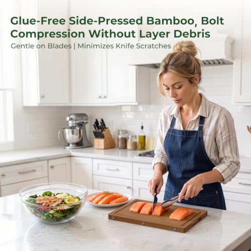Glue & Formaldehyde-Free,Large Bamboo Cutting Board for Kitchen