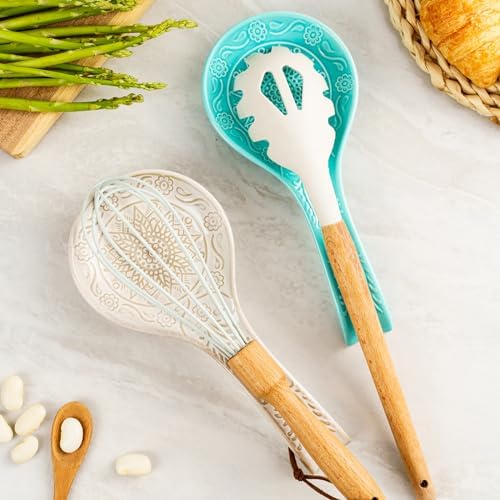 Ceramic Spoon Rest, 9 Inches Large Spoon Holder for Kitchen Counter