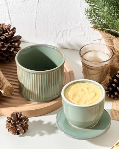 XELA Large Butter Crock for Countertop, French Butter Dish, Turquoise