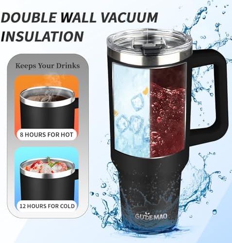 40 oz Tumbler with Handle, Insulated Tumbler with Lid and Straw