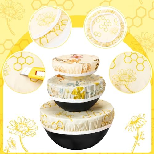 6 Pcs Reusable Beeswax Bowl Covers for Bread Proofing