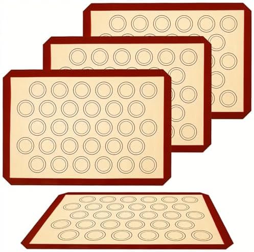 4 Pcs Macaron Silicone Baking Mats, Reusable Silicone Baking Mat
