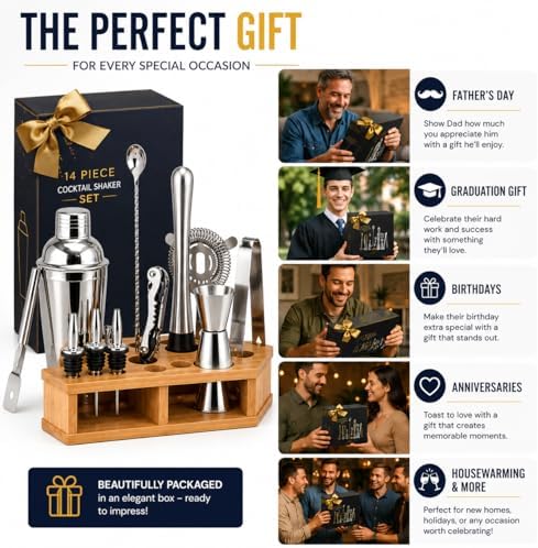 Spicy Tabanca 14-Piece Cocktail Shaker Set Bartender Kit
