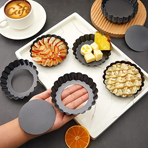 Patelai 24 Pcs Mini Tart Pans 4 Inch with Removable Bottom Round